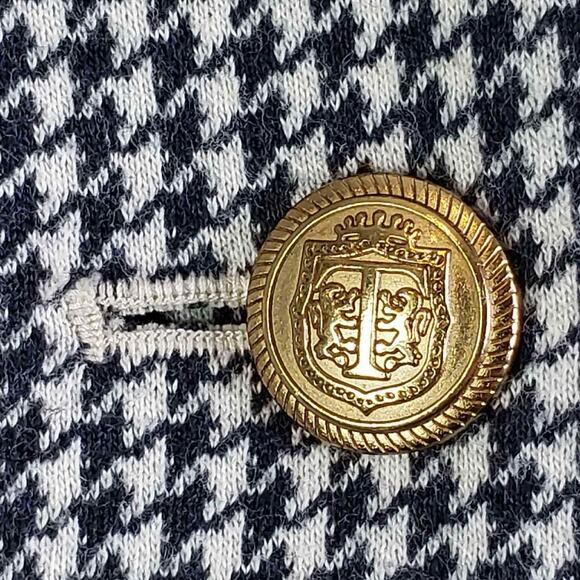 Talbots Blazer Jacket Womens Size 10 Stretch Knit Houndstooth Blue Aberdeen - Picture 6 of 10